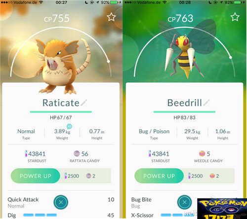 Pokemon Go精灵宝可梦Go新手精灵对比分析
