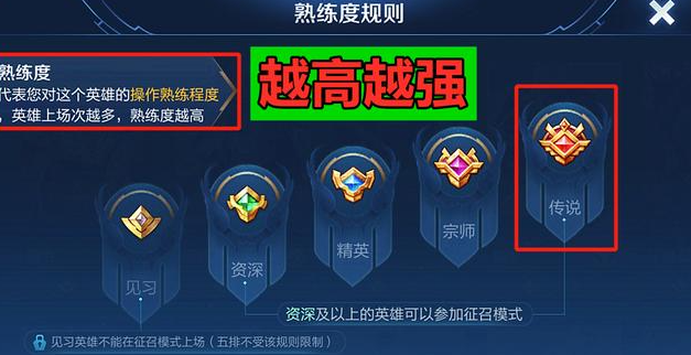 王者荣耀英雄熟练度多少能打排位赛